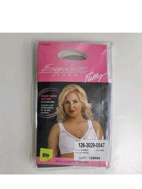 Exquisite Form Fully NEW 46B Front Close Cotton Posture Bra White Back Support